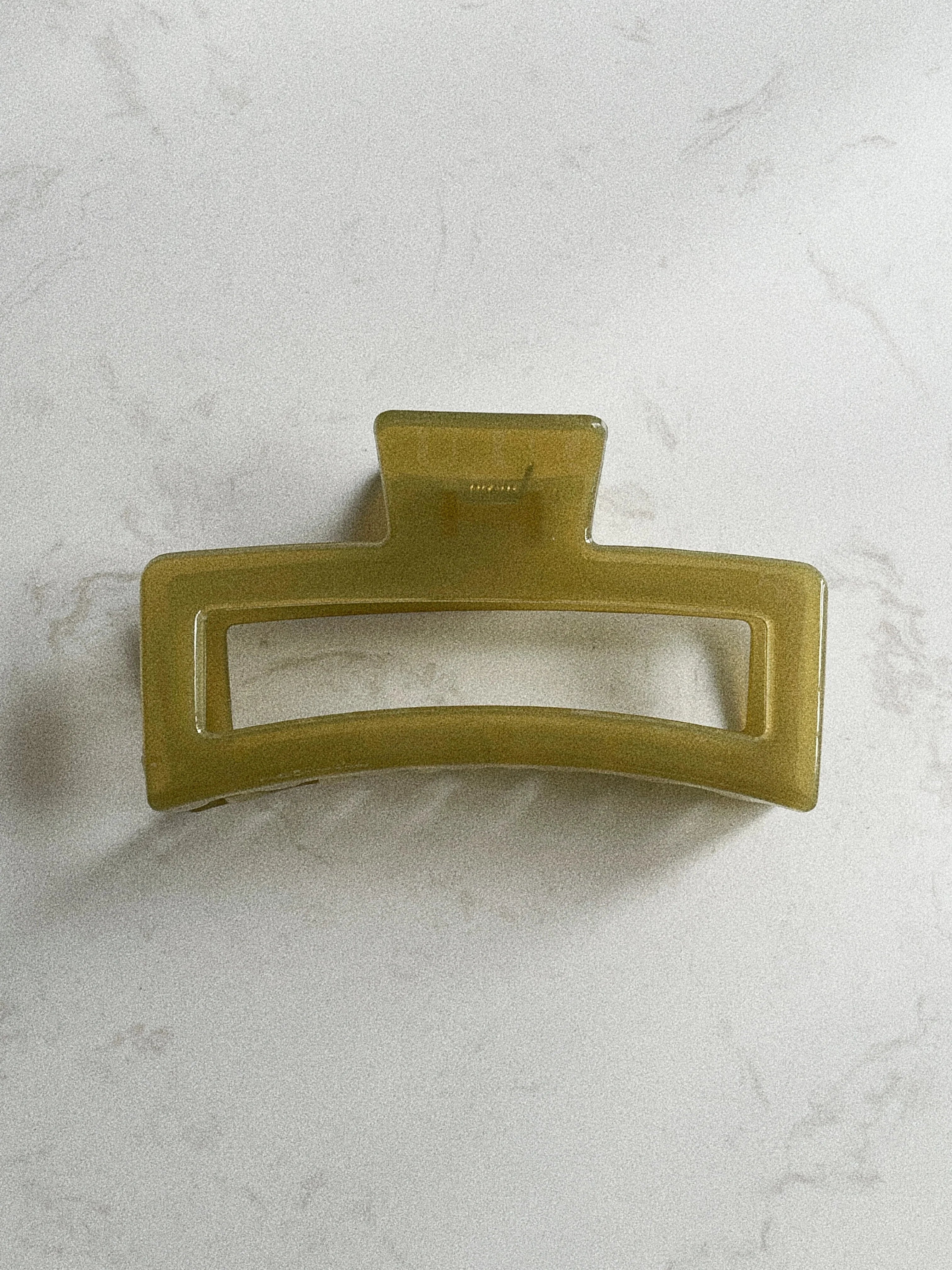 Translucent Rectangular Clip in Olive